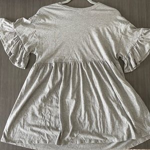 Forever 21 Ruffle Sleeve T-shirt Dress - Gray - Size Small